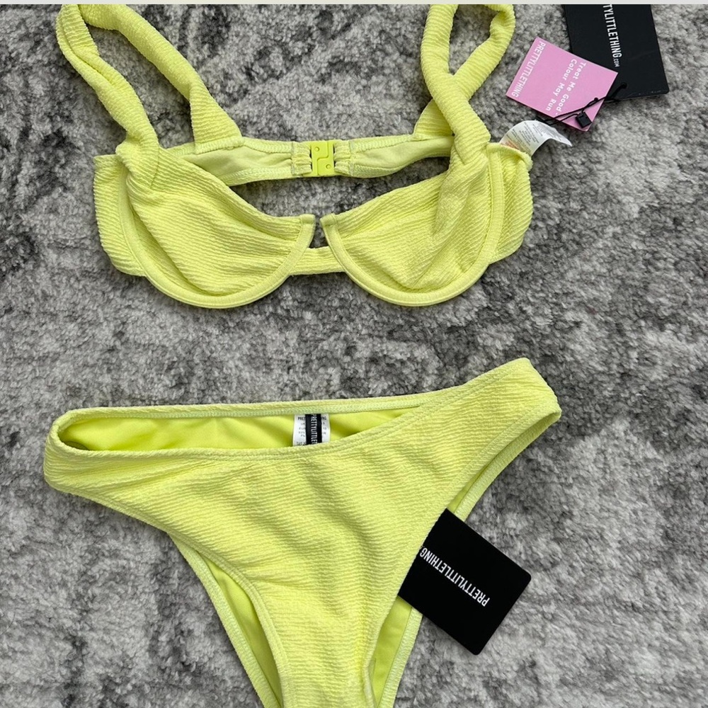 Pretty little thing Neon Yellow Bikini NWT